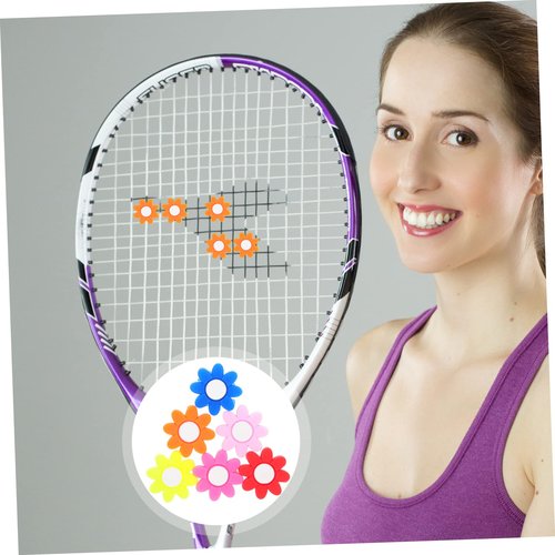 Gogogmee Flower Shape Tennis Racket Vibration Dampener Silicone Shock Absorber 6 Pieces Compact 0.98 Inch Tennis Accessory for Reduced String Shock