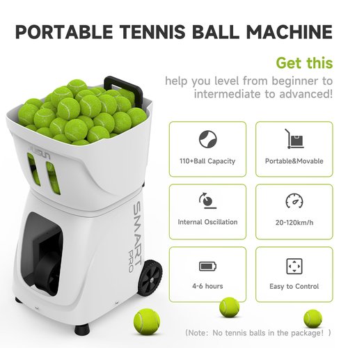 PUSUN Tennis Ball Machine, PT-Smart Pro Padel Tennis Ball Launcher with App/Remote/iWatch Control, 115+Ball Capacity, AI Drill/Program/Full-Court Random Shot, 4-6H Battery Life, Portable&Professional
