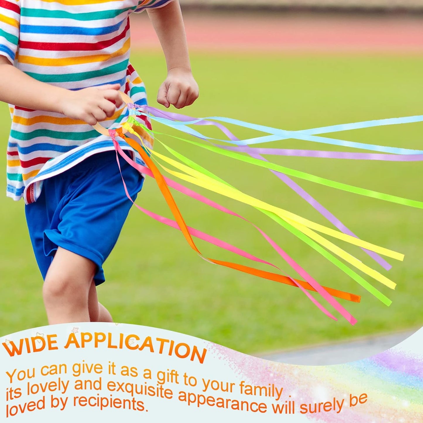 Sumind Rainbow Ribbon Hand Kites - 6 Pcs Colorful Streamer Wands for Kids | Educational Dance Toys