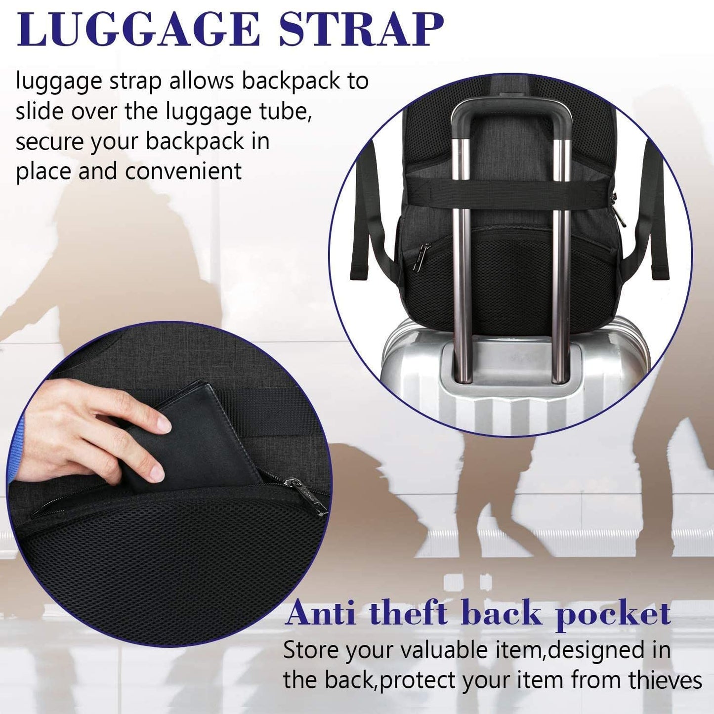 MATEIN Business Laptop Backpack, 15.6 Inch Travel Laptop Bag Rucksack, Water-Resistant Bag Daypack for Work College Computer Men Women Backpack, Black