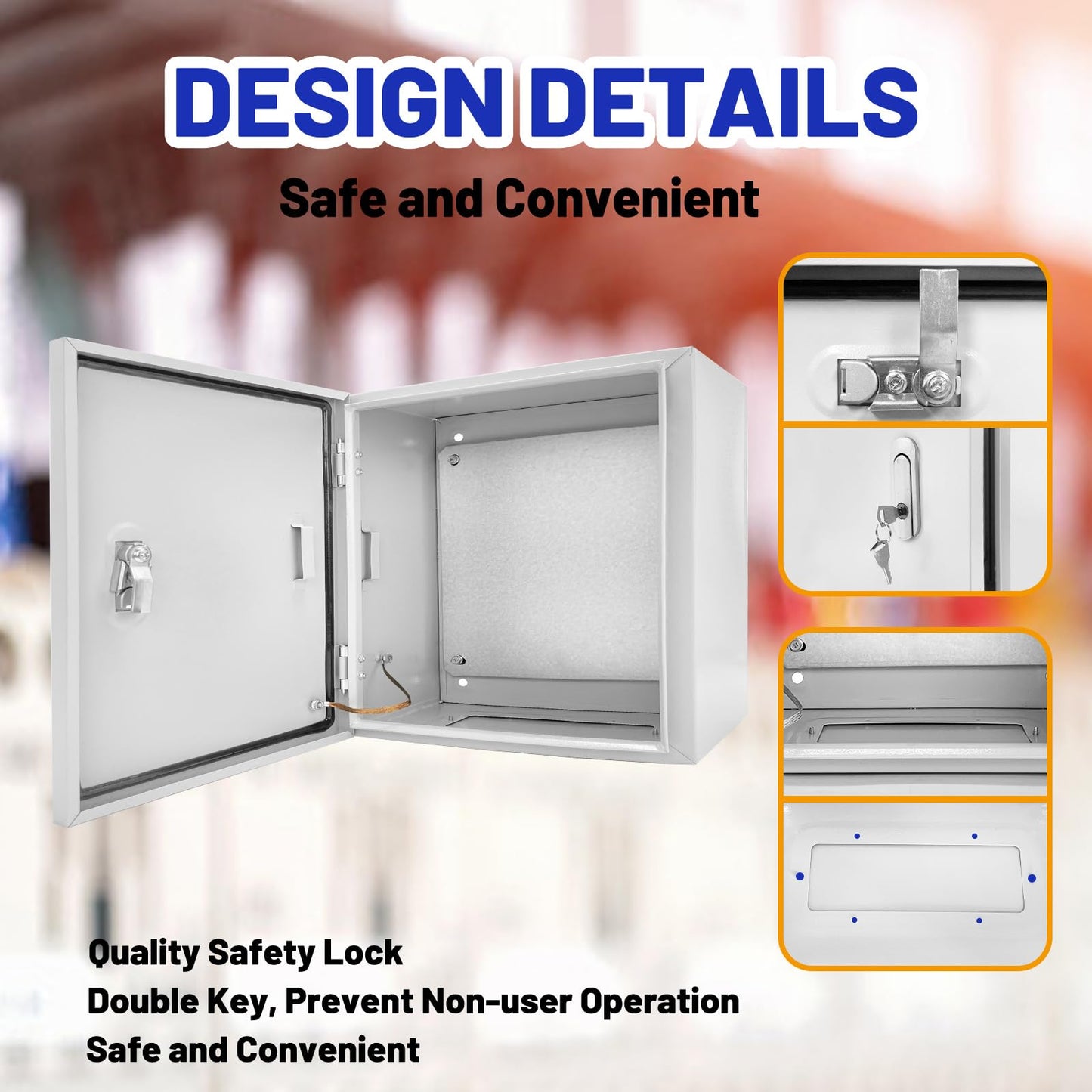CXCESNS Outdoor Electrical Box 16 x 16 x 8”D NEMA 4X Enclosure Steel Box, Waterproof & Dustproof Outdoor/Indoor Lockable Electrical Junction Box, with Mounting Plate