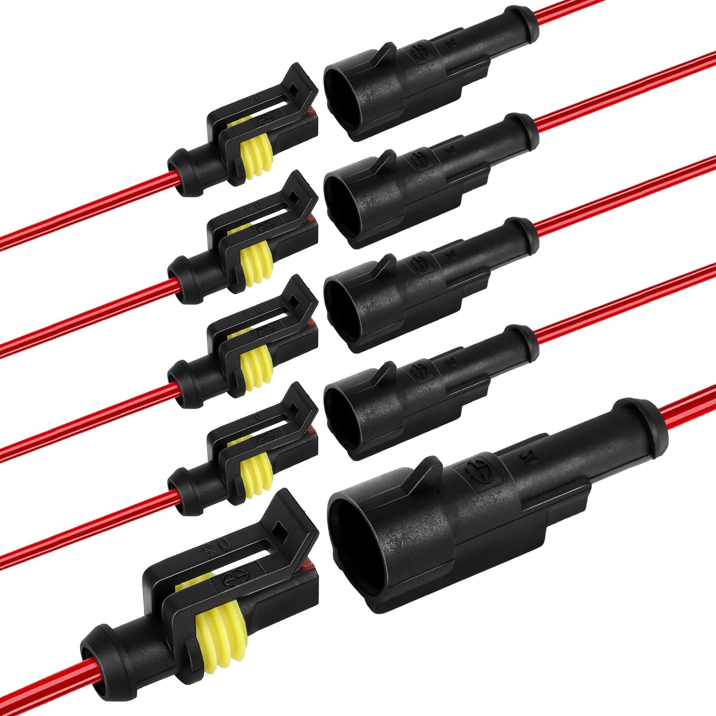 1 Pin Waterproof Wire Connector，18AWG 10cm Male and Female Wire Connector Suitable for Car, Truck, Boat, and Various Applications (5 Pack)