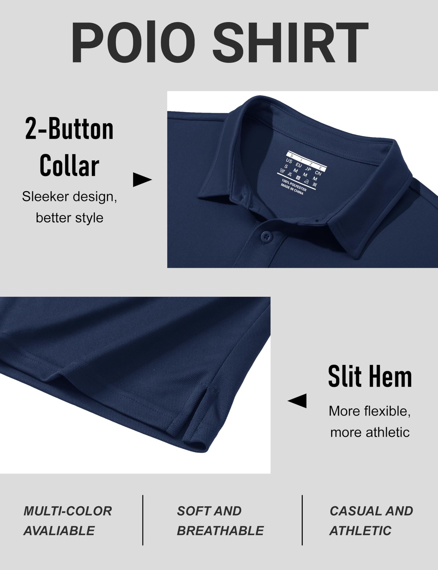 MAGCOMSEN Men's Polo Shirts Dry Fit Breathable Moisture Wicking Golf Casual