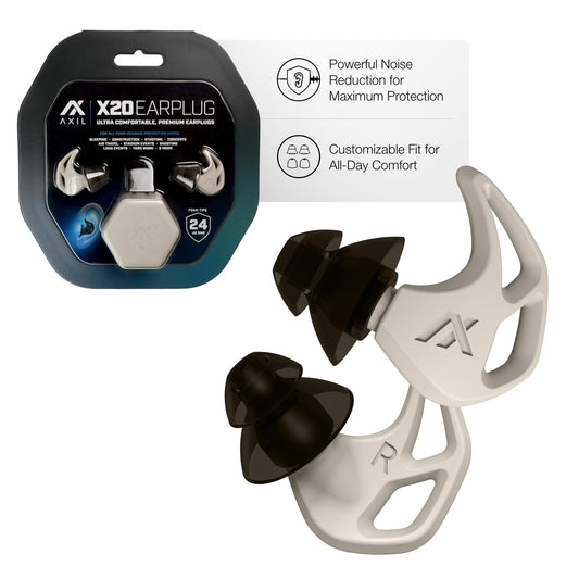 AXIL X20 Noise Reduction Ear Plugs, 24dB Hearing Protection, Bone
