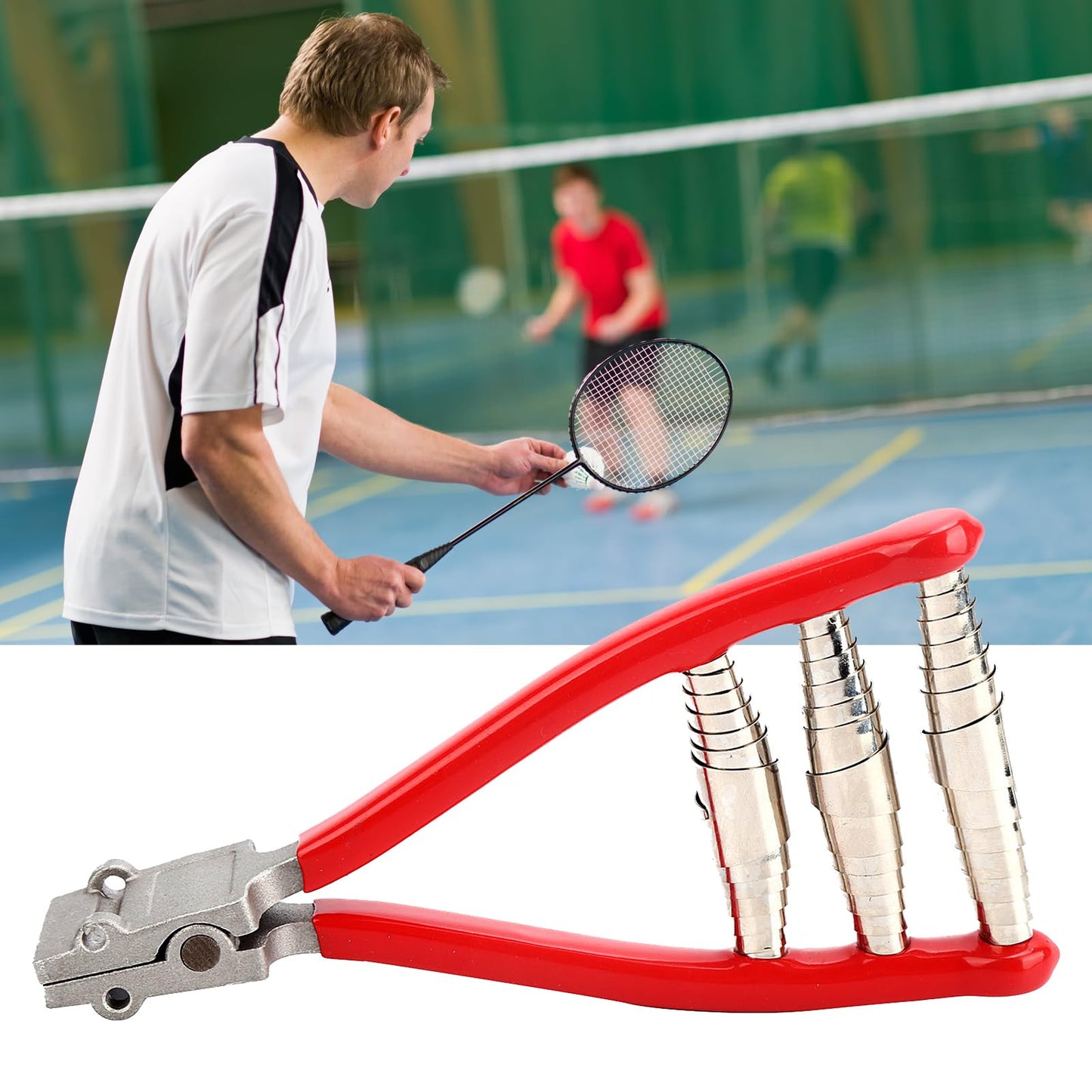 Qiilu Starting Clamp Tennis Racket Starting Clamp Aluminum Plastic Badminton Racket Starting Stringing Clamp Tennis Racket 3 Spring Starter Stringing Tool