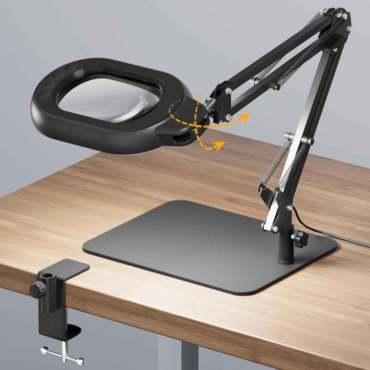 10X Magnifying Desk Lamp with Dimmable LED Light & Adjustable Swing Arm - Perfect for Reading, Crafting & Close Work