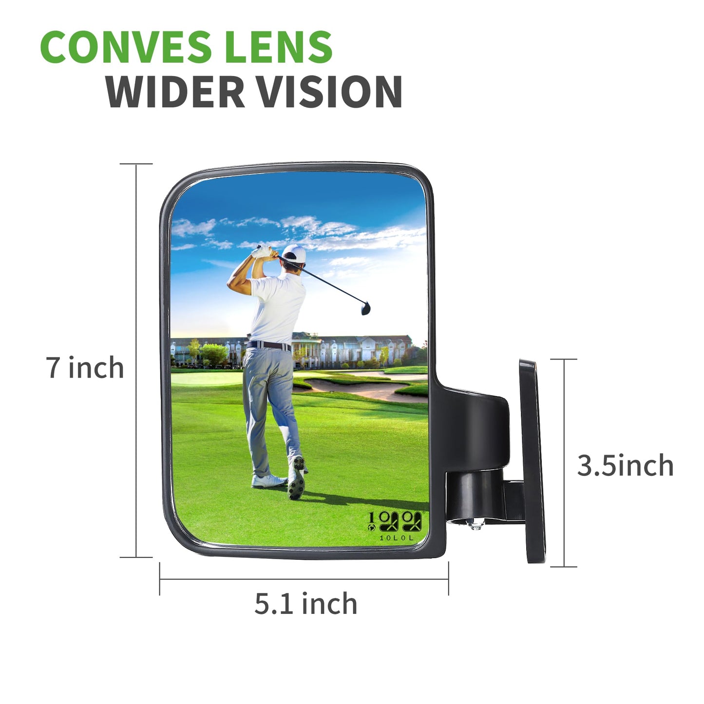 10L0L Golf Cart Side View Mirrors, Universal Golf Cart Rear View Mirror for EZGO Yamaha Club Car 2 Side Mirrors