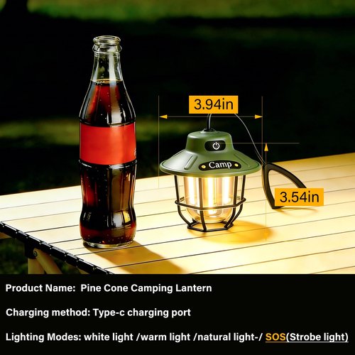 Camping Lights, Camping Lantern Rechargeable with 3 Brightness 4 Modes & SOS, 1200LM, Flashlight Lanterns for Power Outages Hiking Outdoor Home Emergency Hanging Tent Camping Lamp, Ice Shanty Lights
