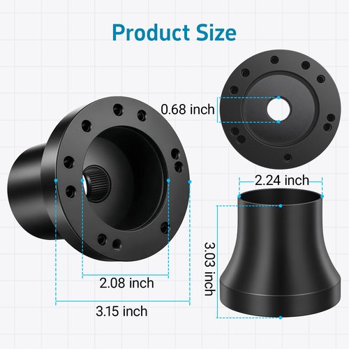 MIXOPOLY Golf Cart Steering Wheel Hub Adapter fits EZGO TXT/RXV Model, Black and Anti-rust