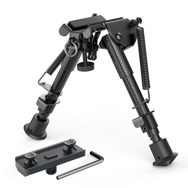 Xaegistac Carbon Fiber Rifle Bipod 6-9 Inch with M Lock Adapter - Lightweight Hunting Bipod for Rifles, Quick Release Adjustable Shooting Rest with Non-Slip Rubber Feet