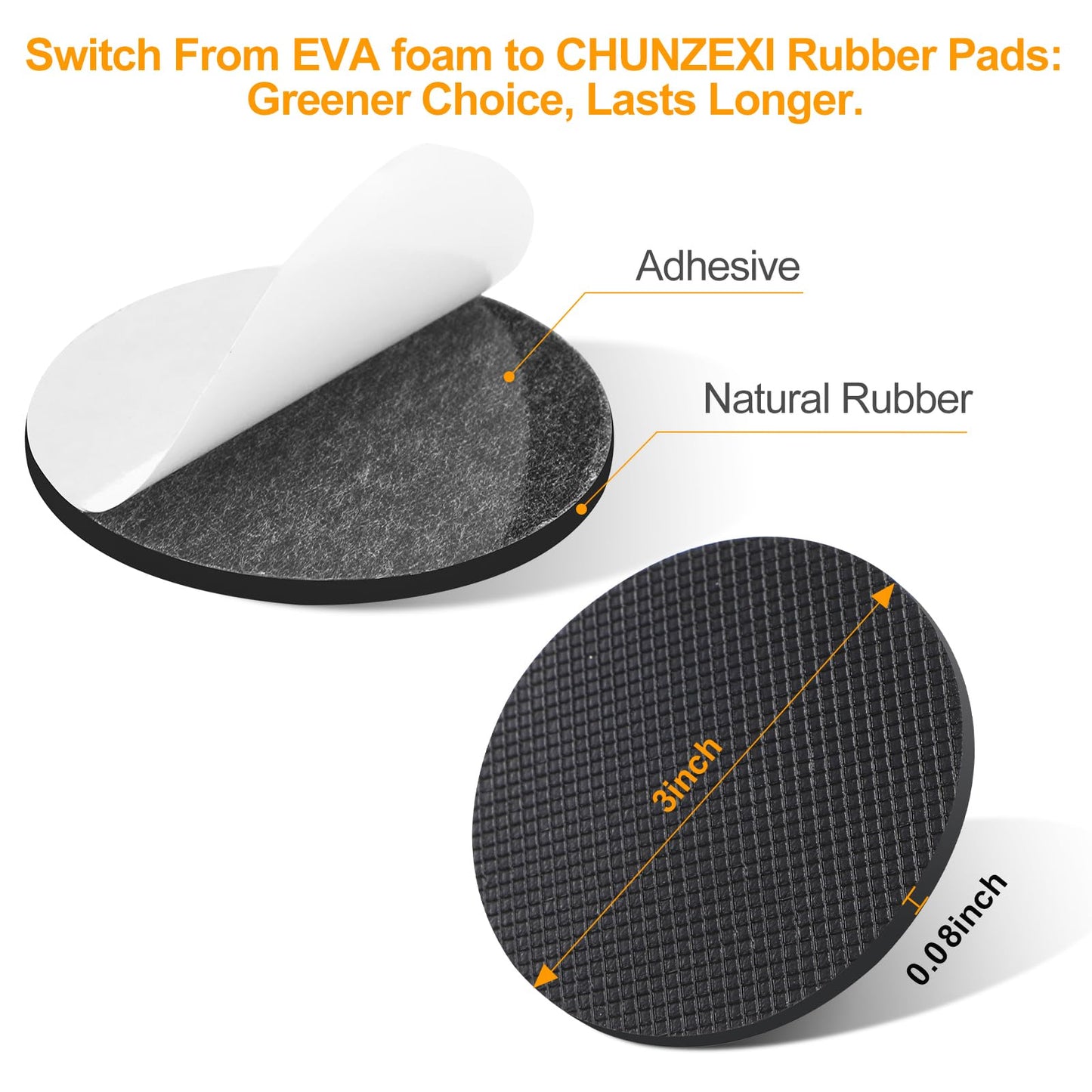 CHUNZEXI Non Slip Furniture Pads - 12 Premium Furniture Grippers Self Adhesive Rubber Furniture Feet, Anti Slide Furniture Hardwood Floor Protector for Keep Couch Stoppers (3 inch Round)
