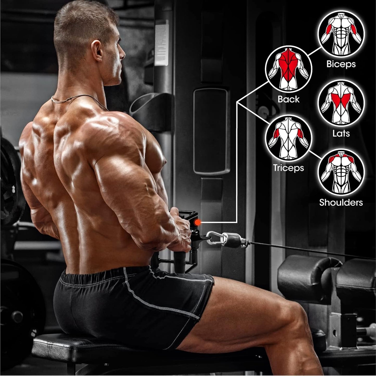 Yes4All Cable Machine Attachment - Double D Handle & Tricep Rope for Home Gym | Supports 880 LB Load