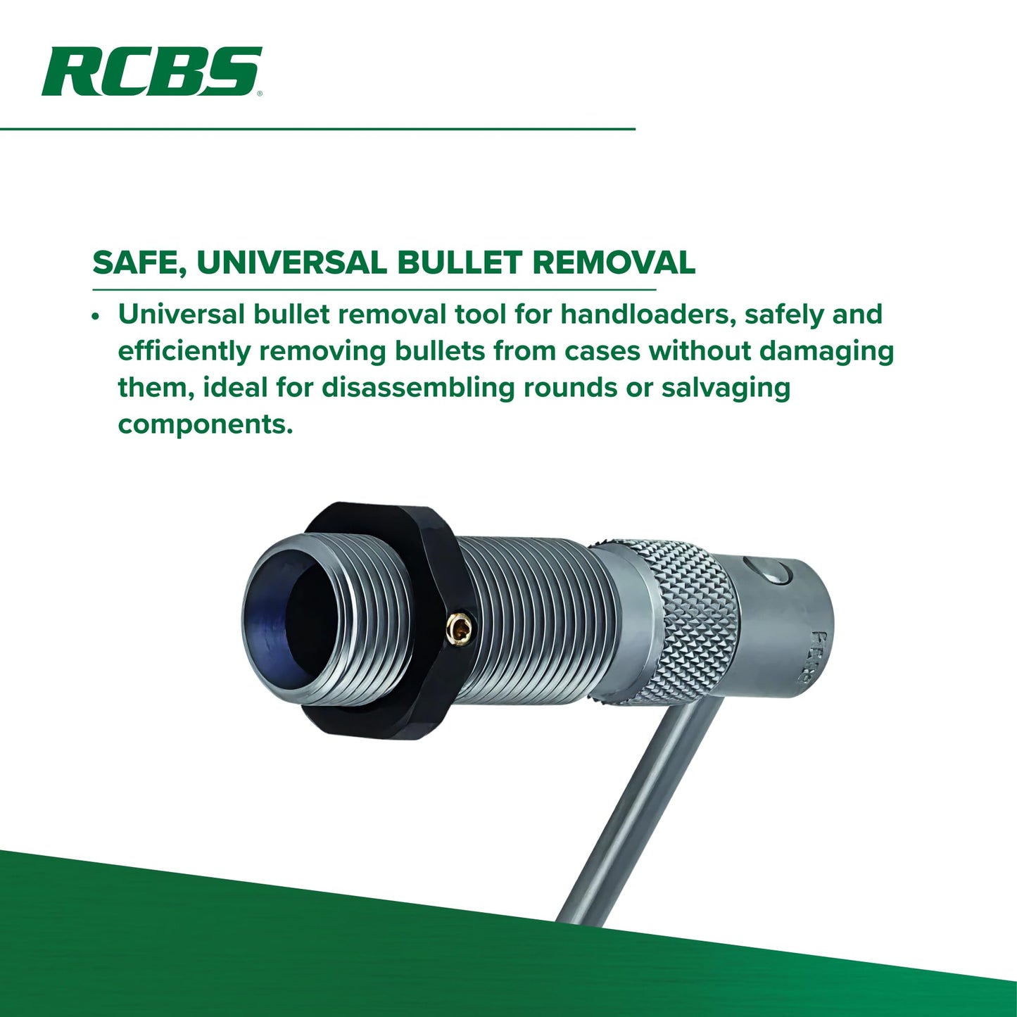 RCBS Bullet Puller – Collet Style – Single Stage Press Compatible – Green