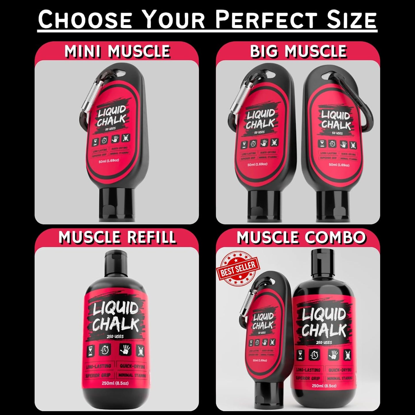 PowerGrip Liquid Chalk - Sweat-Proof Grip Enhancer for Weightlifting, Rock Climbing & Gymnastics