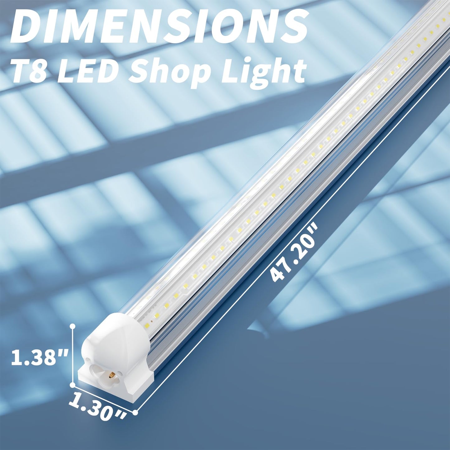 SUSLUM 8-Pack 4FT T8 LED Shop Light, 42W 6300 Lumen 5000K Daylight, Linkable with Plug Shop Lights for Garage Ceiling Workshop Commercial Lighting, 4 Years Warranty