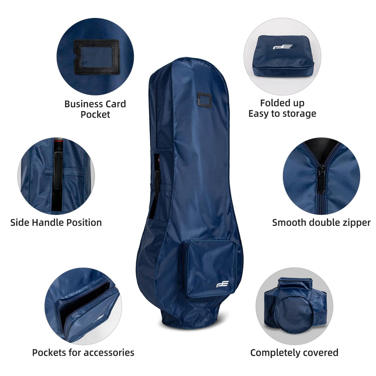 PLAYEAGLE Golf Bag Rain Cover, 300D PVC Waterproof Cover for Golf Club Bag, Durabale, Lightweight and Easy to Maneuver (Navy)