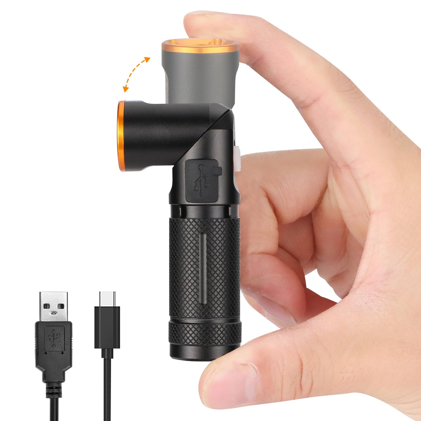 EverBrite 600 Lumens EDC Flashlight, Rechargeable Pocket Flashlight with 90° Swivel Head & Magnetic Base, Small Flashlight with Clip, 3 Modes for Work, Mechanic, Camping, Emergency, Hiking