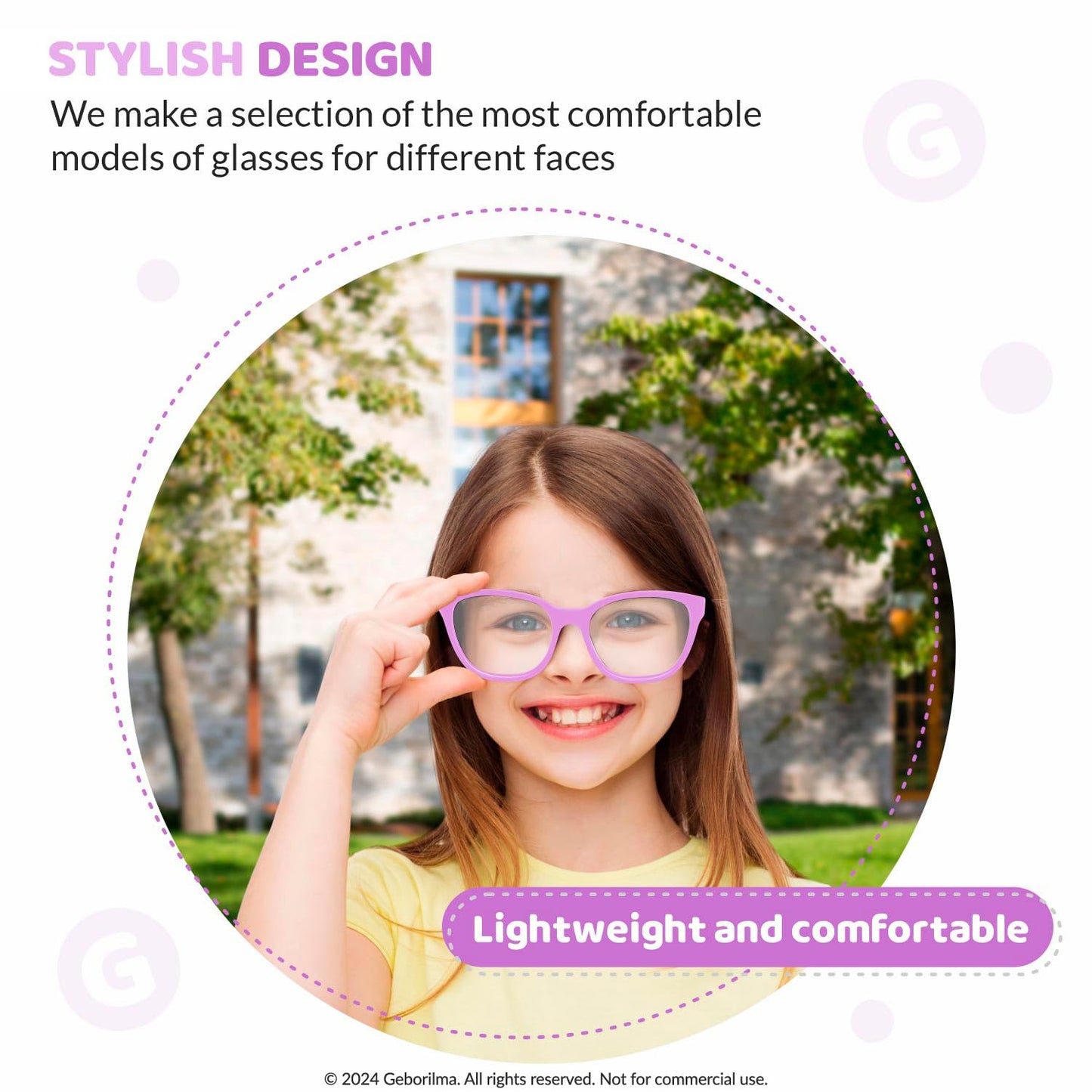 Geborilma Bendable Kids Glasses For 6-9 Years - 50-14-125 Flexible Sports Glasses For Kids Ready for Prescription Lenses