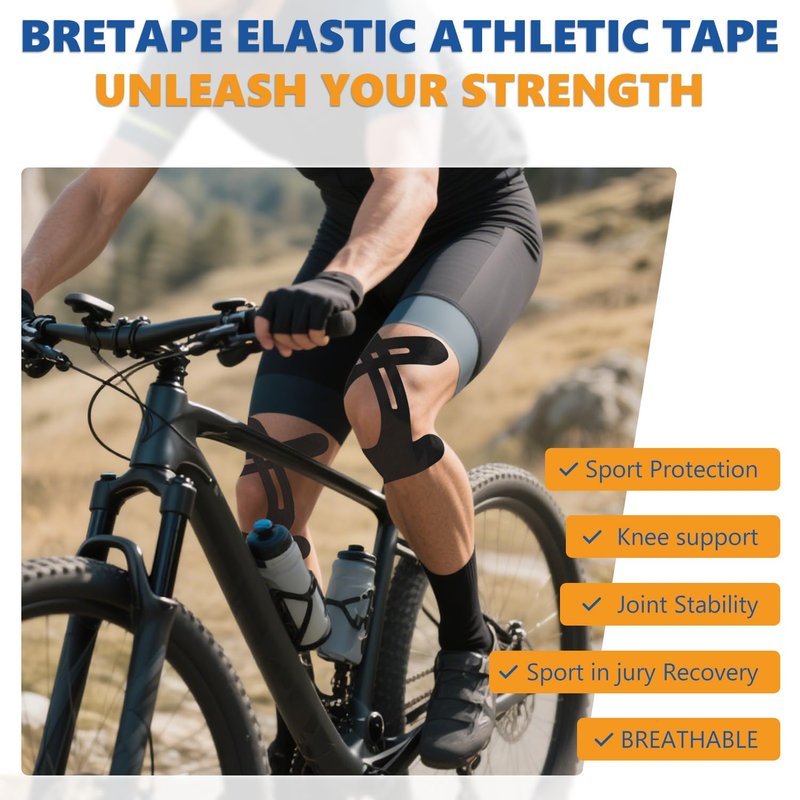 Precut Kinesiology Tape for Knees – 14 PCS Knee Tape for Pain Relief & Support, Elastic Waterproof Sports Tape, Breathable & Latex-Free, Pre Cut Athletic Tape for Workout & Injury Recovery, Black