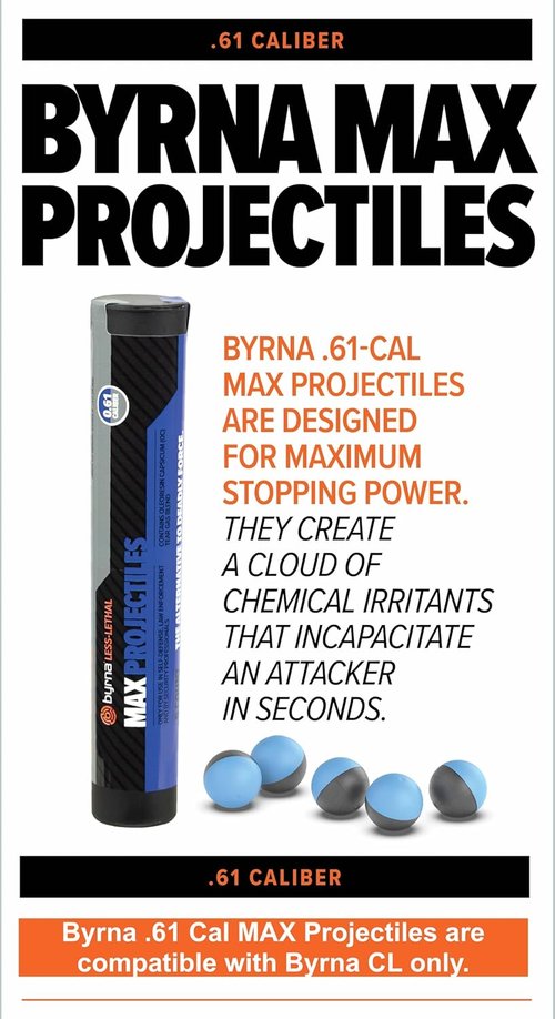 Byrna MAX Projectiles - Maximum Stopping Power | 0.61 Cal Non-Lethal Pepper Spray & Tear Gas Balls (5 Count)