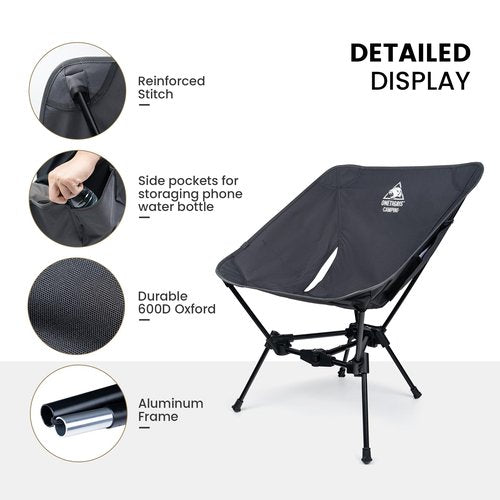 ONETIGRIS Tigerblade Camping Chair, Lightweight Folding Backpacking Hiking Chair, Compact Portable 330 lbs Capacity