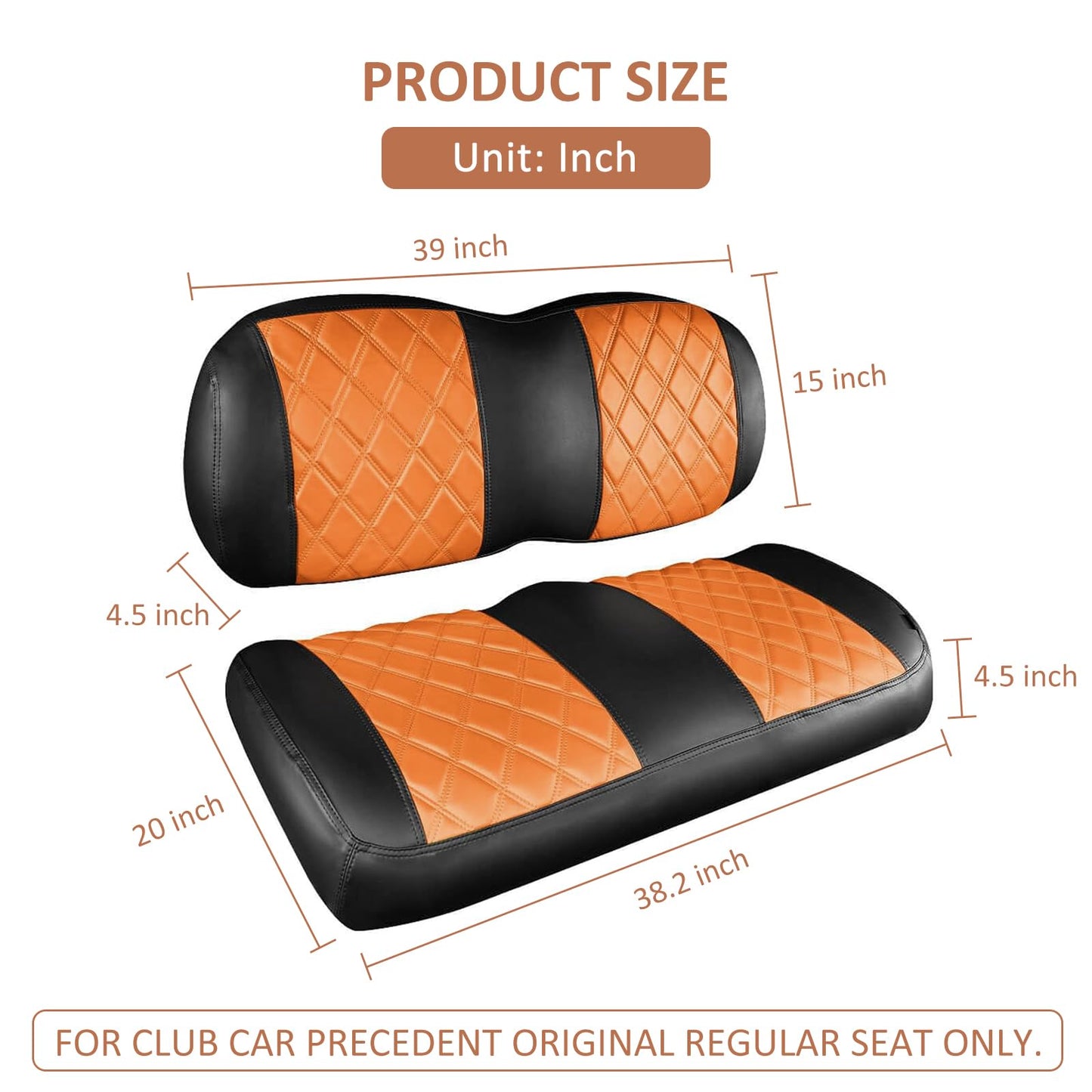 AOOTOOLINK Golf Cart Diamond Seat Covers Kit, Fit for Club Car Precedent OEM Standard Front Seat Cushion, Golf Cart Vinyl Seat Cover, No Nails Required