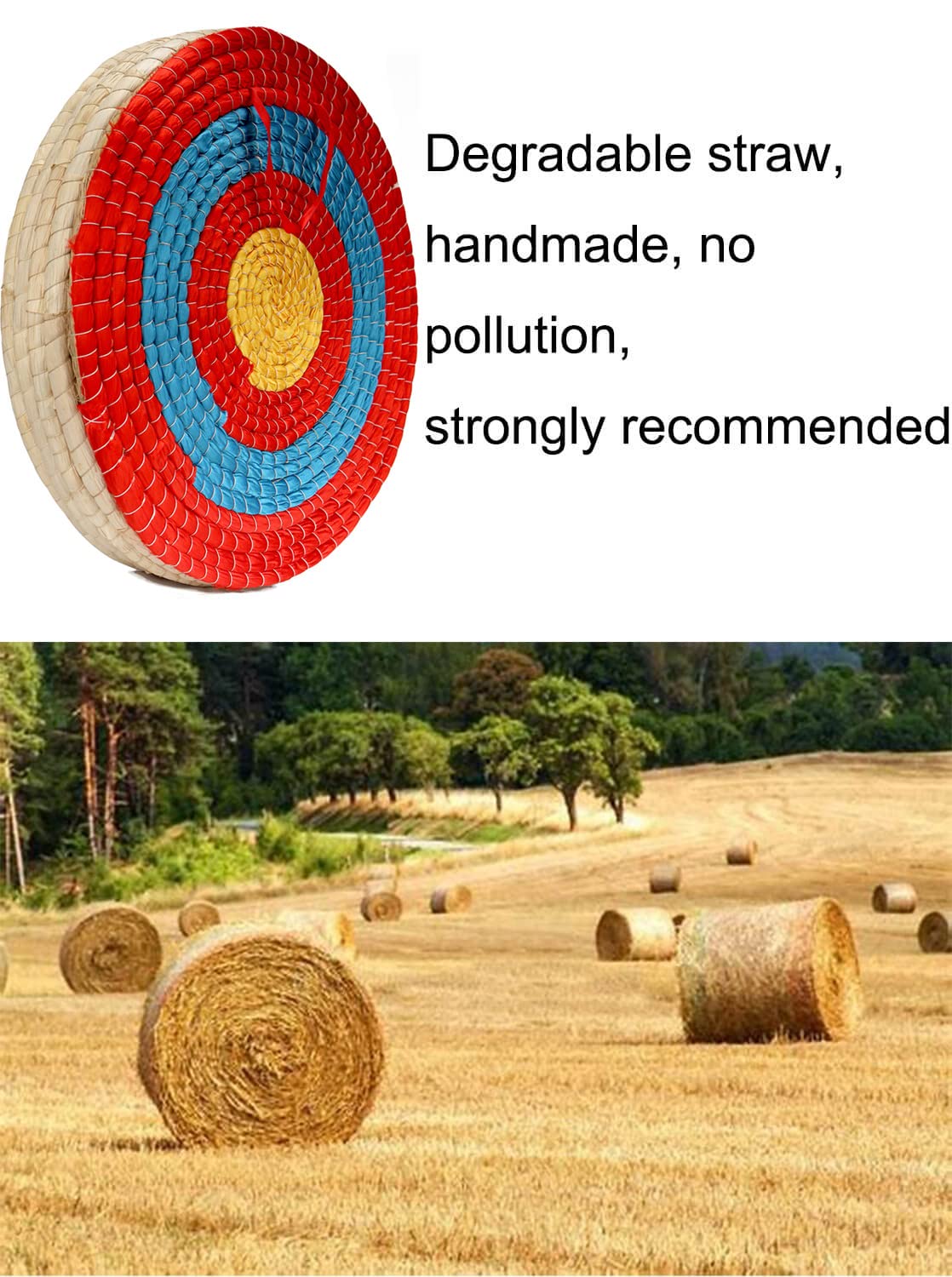 AUVIM Archery Targets Straw Solid Hand-Made Archery Target for Recurve Bow Compound Bow or Longbow 20 Inches Traditional Bow Arrow Target for Kids Youth Adult Archery Hunting Backyard Practice