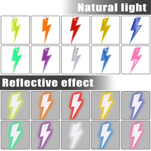 PEUTIER 40pcs Safety Reflector Pendants, 10 Colors Kids Reflective Keychain with Chains Waterproof Double-Sided Reflective Key Chain for Backpack School Bag Walking Running Cycling