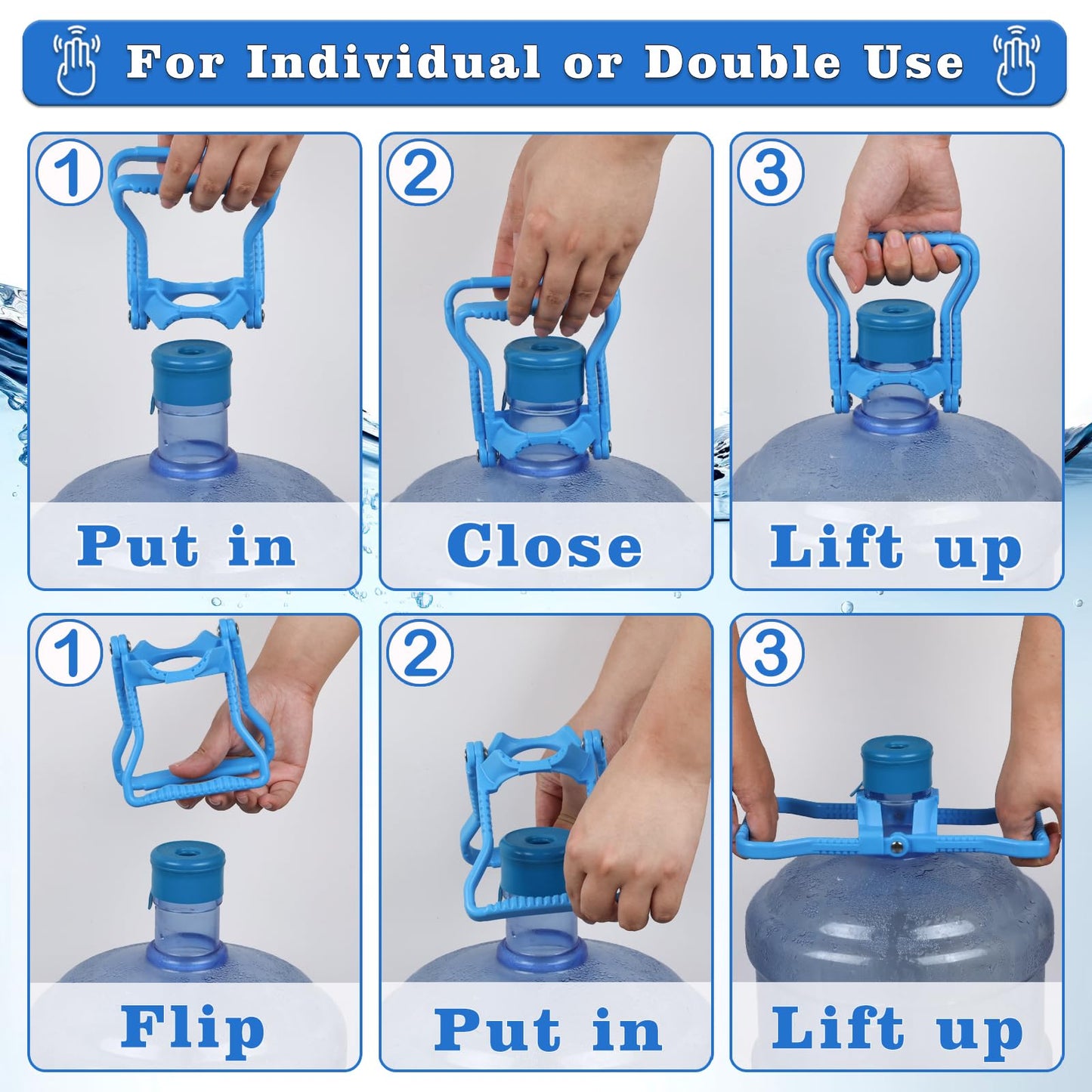 Deftomo 2 Pack 5 Gallon Water Bottle Handle, Ergonomic Non-Slip Heavy Duty Water Jug Carrier Handle