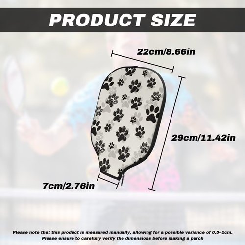 Babrukda Dog Paws Print Pickleball Paddle Covers Only Paddles Holder Sleeve Fits Most Rackets 1 Pack Paddle Case Racket Covers Universal Size Pickleball Accessory and Gift White