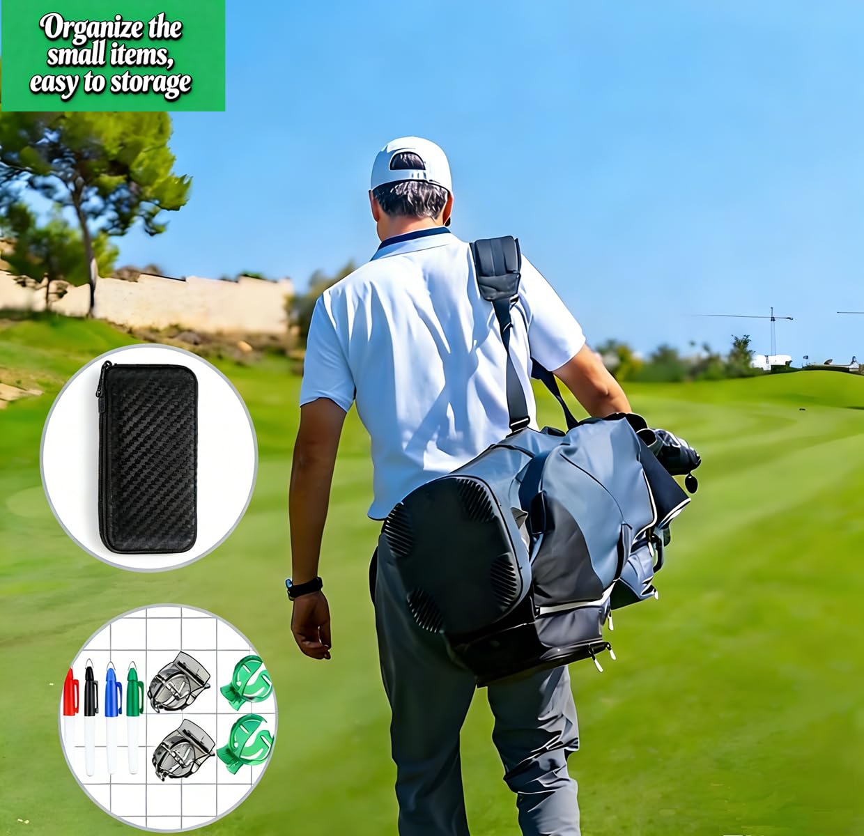 Alinfu Golf Ball Line Marker Tool, 4pcs 360° Golf Ball Marker Stencil with 4 Colors Golf Ball Markers, Golf Ball Alignment Drawing Marking Tool with a Organizer Case (Grey+Green)