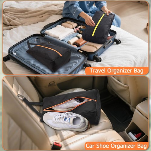 TOBWOLF Smell Proof Shoe Cleat Bag, Waterproof Golf Shoes Bag with Zipper and Handle for Packing in Suitcase, Sport Shoes Storage Bags for Travel, Running, Gym, Soccer, Car Shoe Organizer