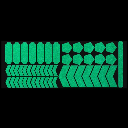 LiteMark Reflective Variety Pack of Green Chevron Sticker Decals for Bicycles, Strollers - Pack of 49 Pcs