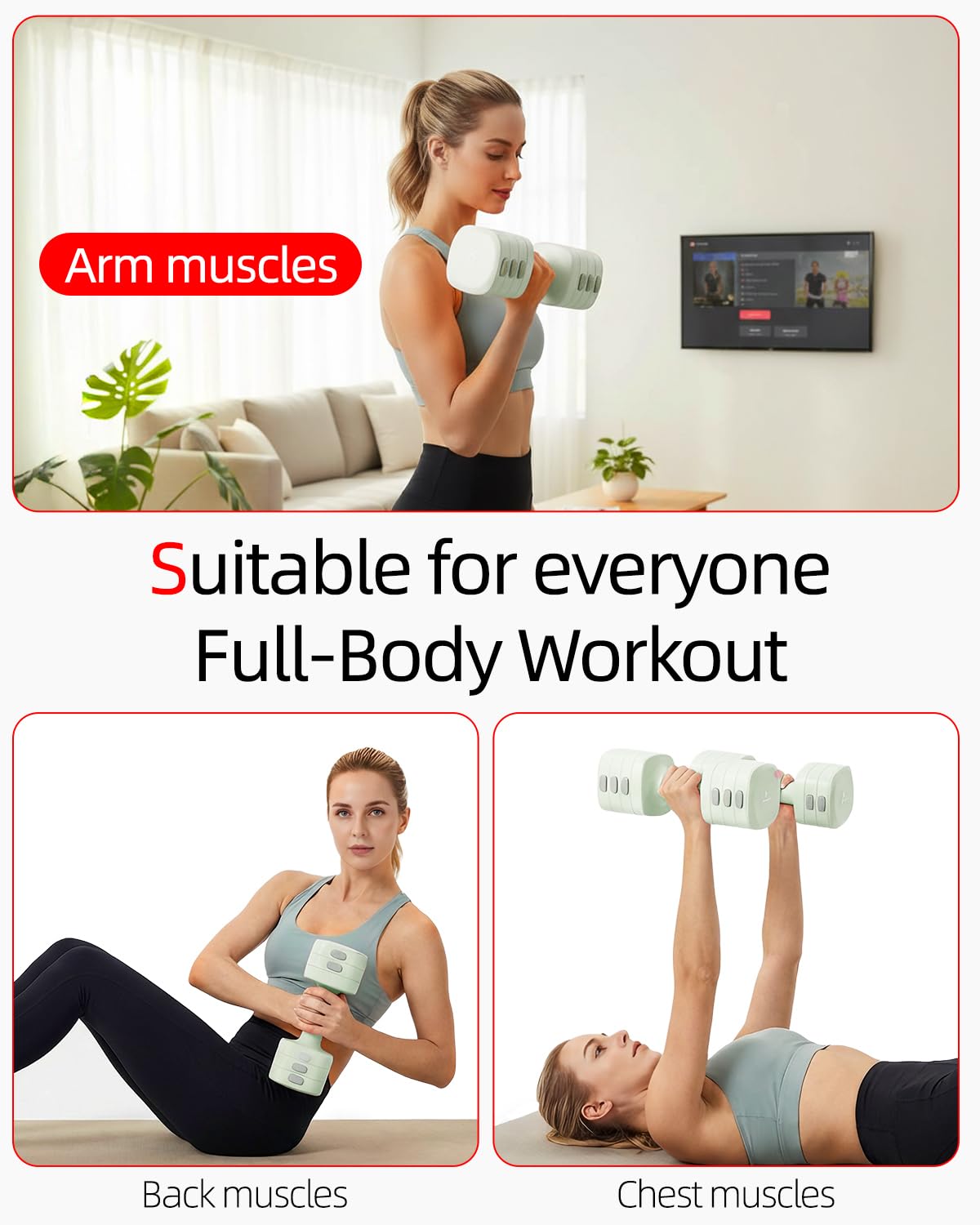 Abahub Dumbbell Set for Home Gym, 4 in 1 Adjustable Weights Dumbbells Set for Women, 11LB, Green