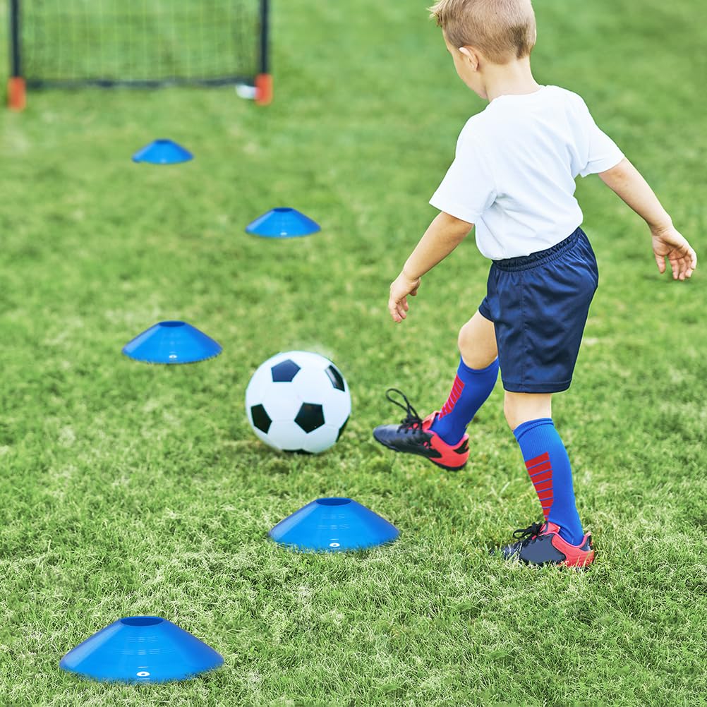 GHB Agility Ladder,Football Training Equipment Set,4 Agility Hurdles, 20 feet12 Rungs Speed Ladder,12 Disc Cones,Resistance Parachute, Jump Rope, 4 Resistance Bands (Blue)