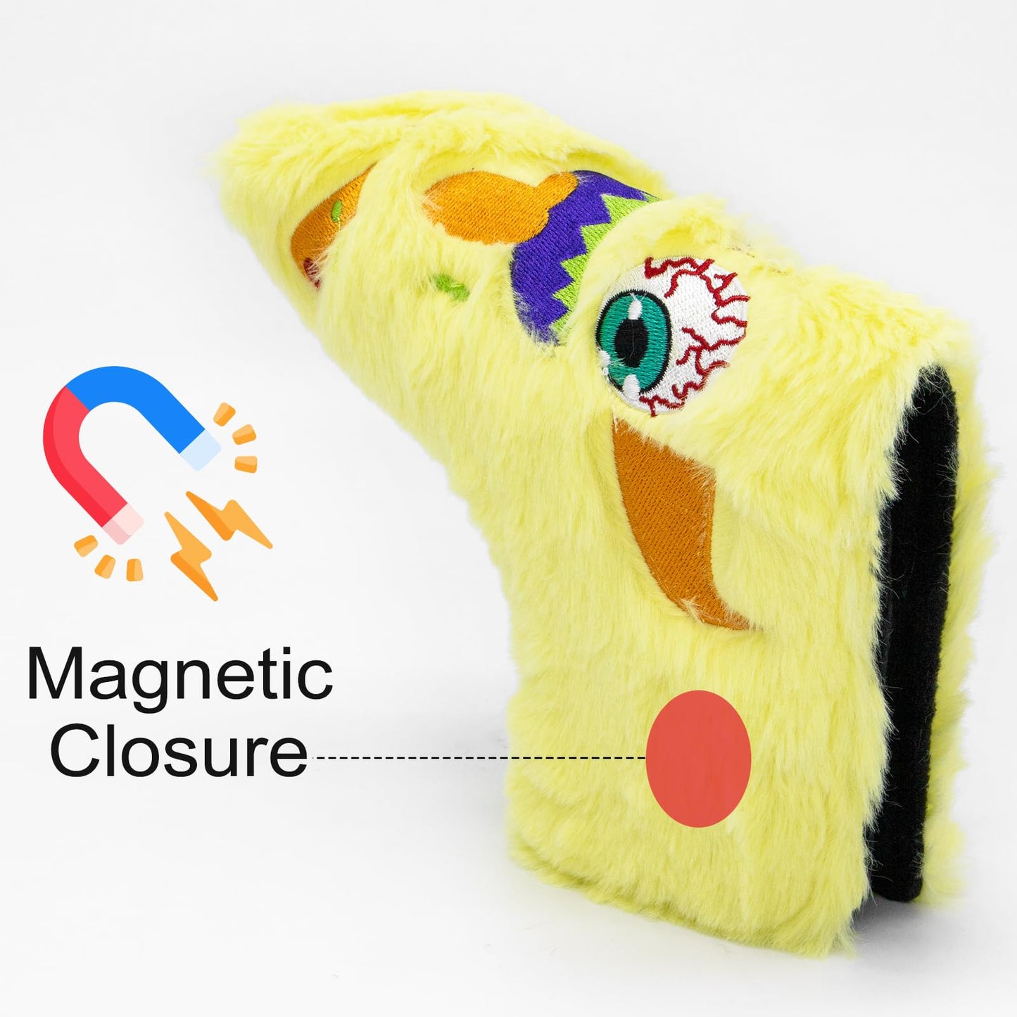 Golf Mallet Putter Headcover, Premium Leather Golf Club Protector - Mallet Putter Cover with Magnetic Closure for Most Brand Golf Blade Putter Cover (Plush Monster)