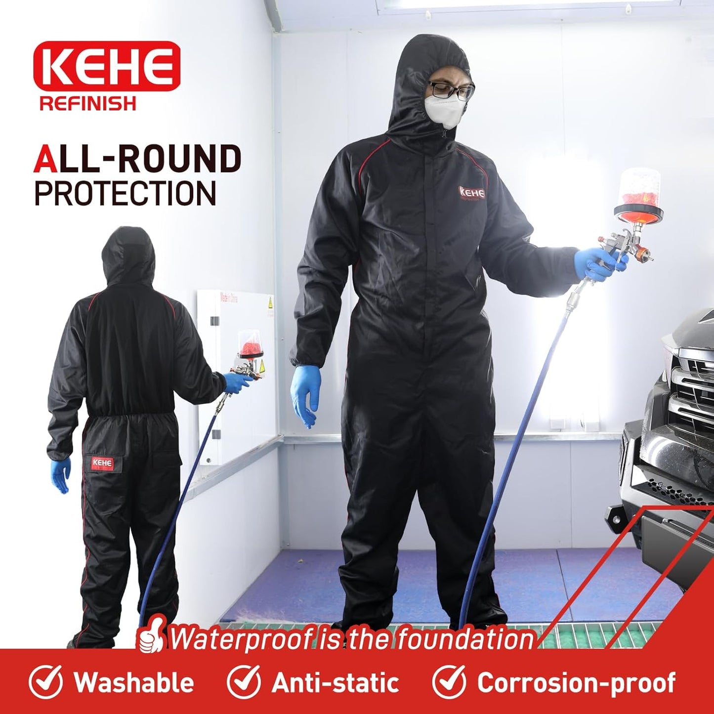 Skiennix Reusable Anti-Static Paint Spray Suit - Protective Coverall for Safe Painting