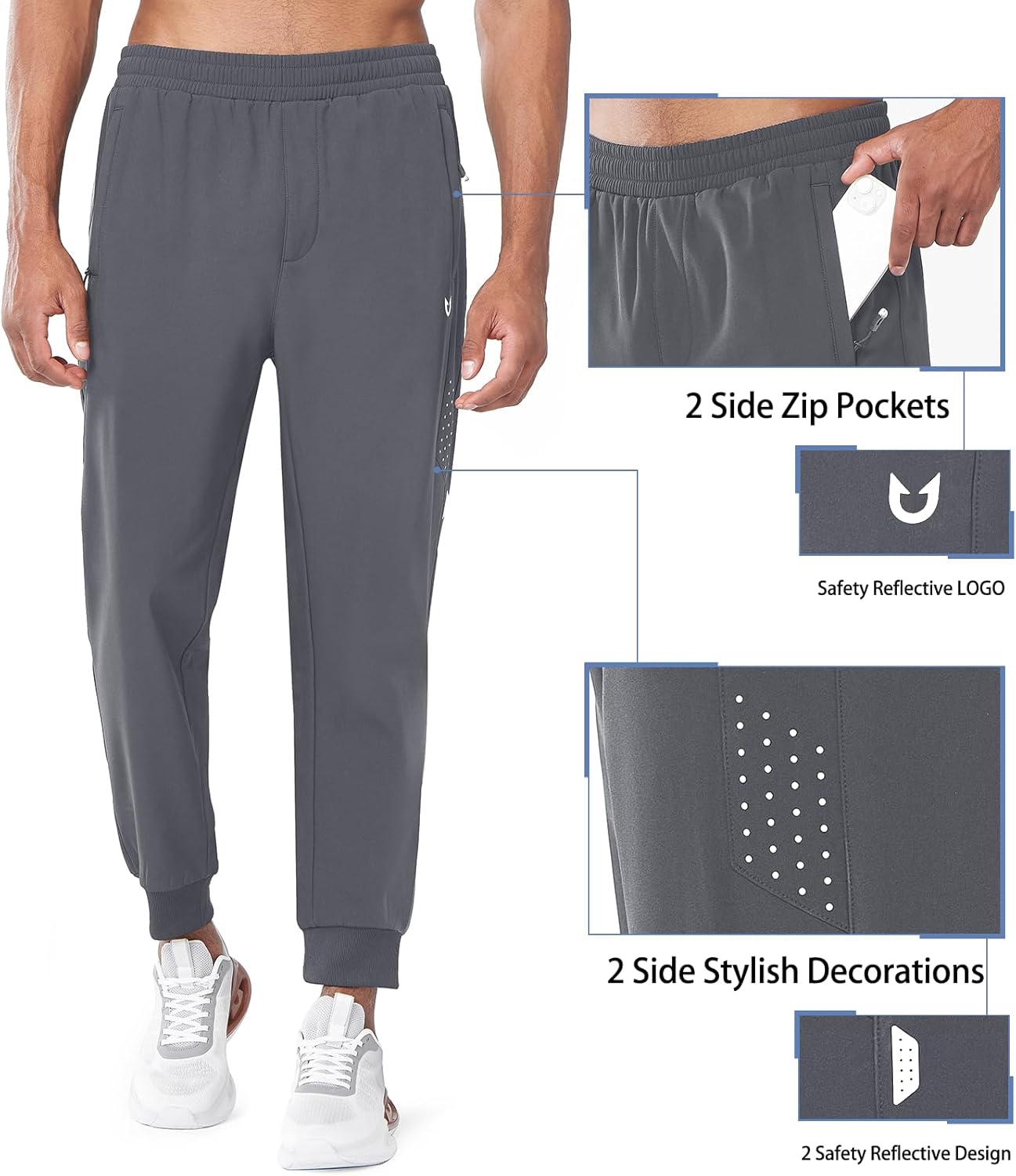 NORTHYARD Men's Fleece Lined Winter Sweatpants - Warm, Windproof Joggers for Athletic Workouts