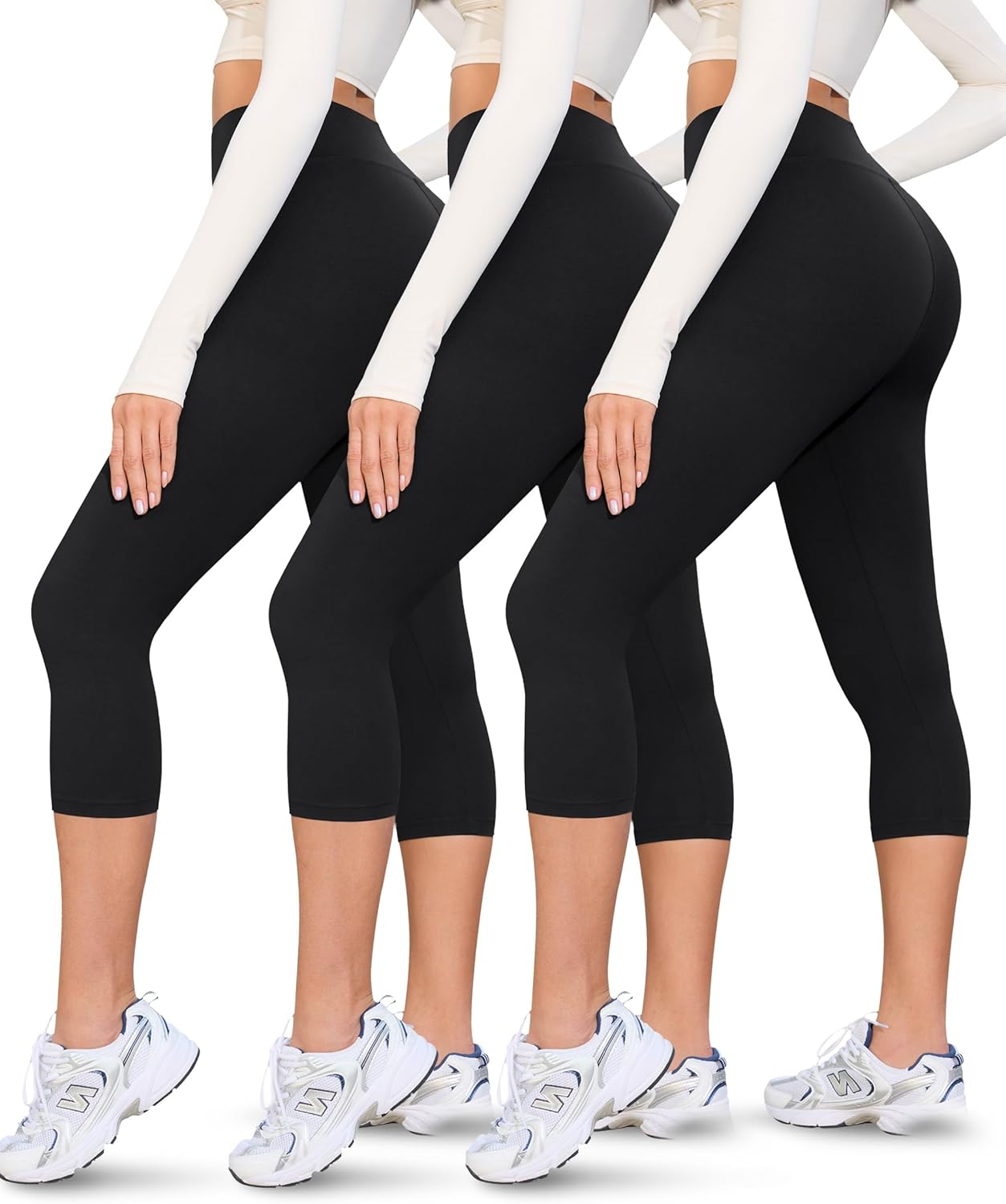 VALANDY Capri Leggings for Women - High Waisted, Soft & Stretchy Yoga Pants | 3 Pack Set