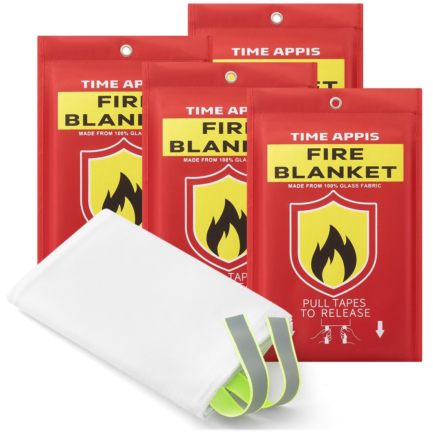 Fire Blanket, 4 Pack Emergency Fireproof Blankets for Home and Kitchen, 40''x40'' with Reflective Strips Heavy Duty Fiberglass Insulation Fireblanket, Emergency Survival Safety for Camping Car BBQ