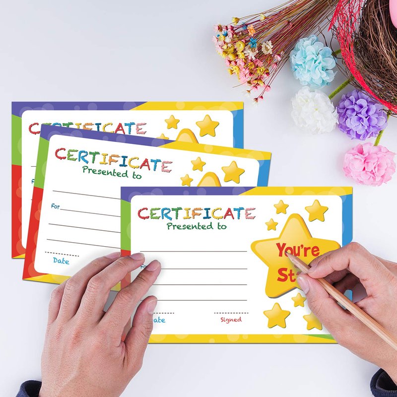 Antgiftshop 50-Pcs Certificate of Awards Certificates for Back to School Classroom Students Supplies, Motivational Good Behavior Cards,Trend Enterprises Certificate of Award,Classics Certificates