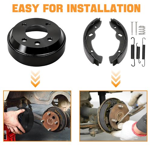Golf Cart Brake Drum/Hub Kit Fit Yamaha G&E 1993-2006 G14, G16, G19, G22 Models, Includes Brake Drums Brake Shoes & Bendix Brake Shoes Spring Kit, OEM JU0-G6521-00-00, JN6-F5331-01-00, #JG5819G-00