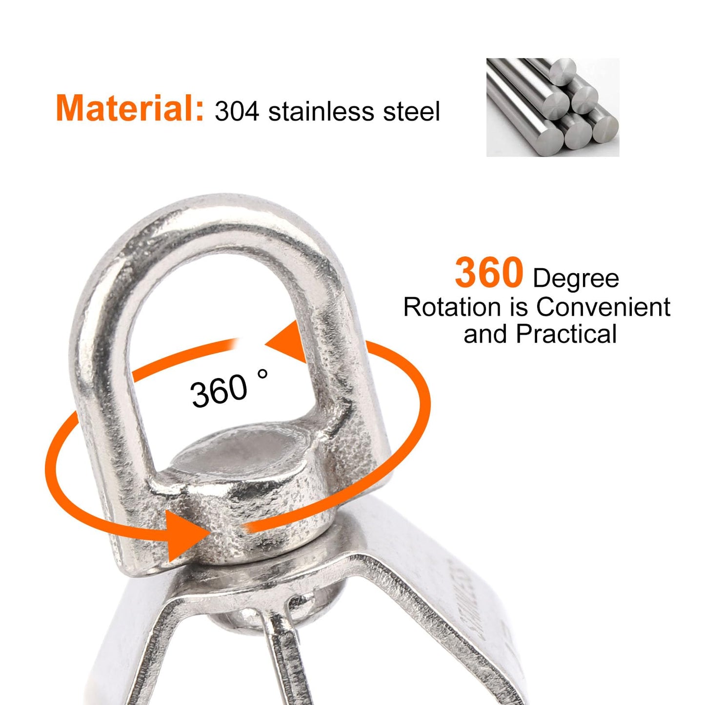 LordHardware 2PCS M15 Double Sheave Pulley Block 304 Stainless Steel Lifting Crane Swivel Hook