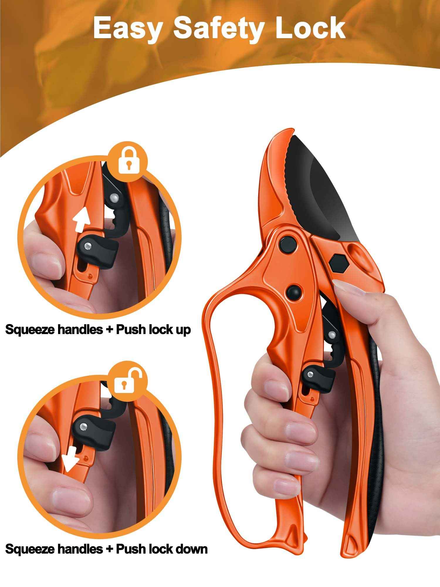 Rotbackmin Ratchet Anvil Pruning Shears for Gardening Heavy Duty, Labor-Saving Design Garden Clippers for Arthritis Weak Hands, 3/4" Cut Capacity Branch Cutter for Tree Trimming, Flower, Rose, Plant