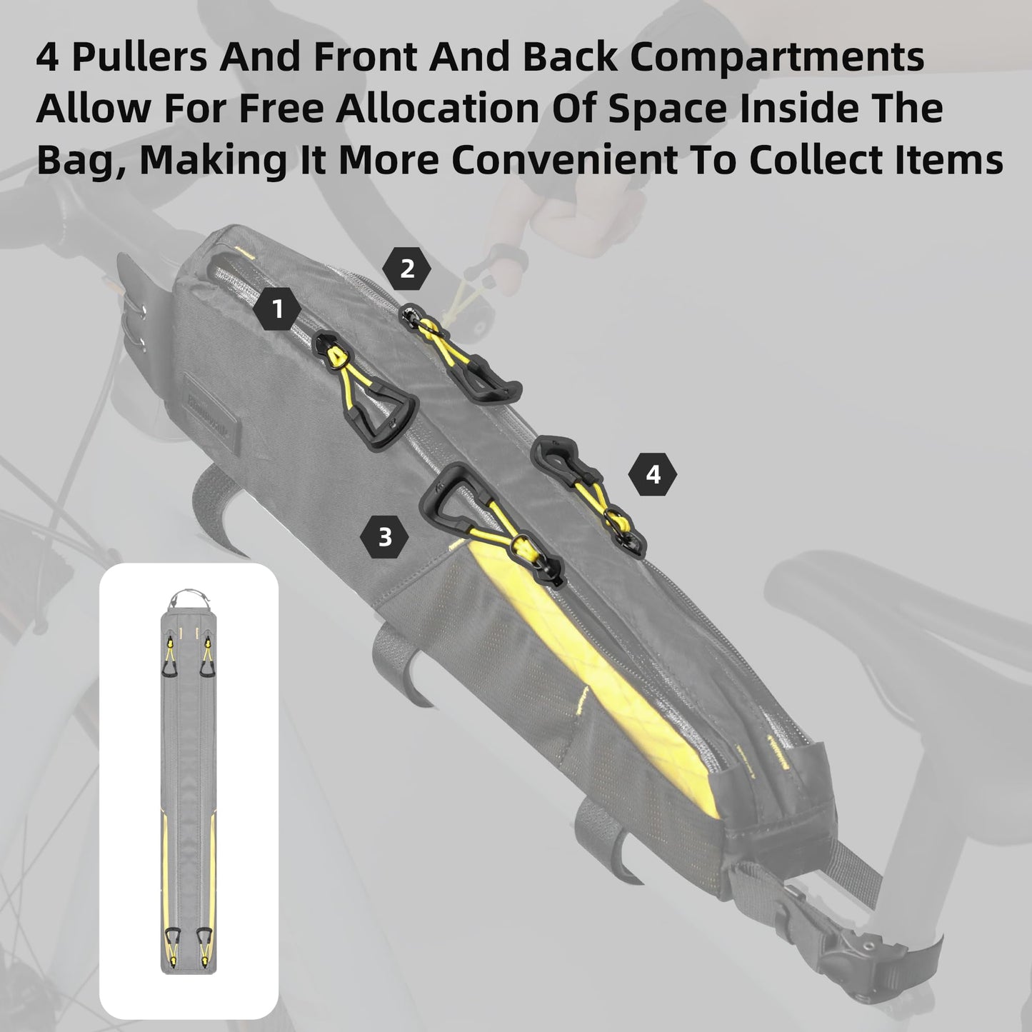 Rhinowalk Bike Top Tube Bag Bike Frame Bag 2.1L Waterproof Bicycle Bag Professional Cycling Accessories for Mountain Road Bike(Large)-Black