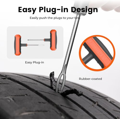 ETENWOLF Heavy Duty Tire Repair Kit - 16 Pcs Plug Set for Cars, Motorcycles, ATVs & Trucks | Vivid Orange