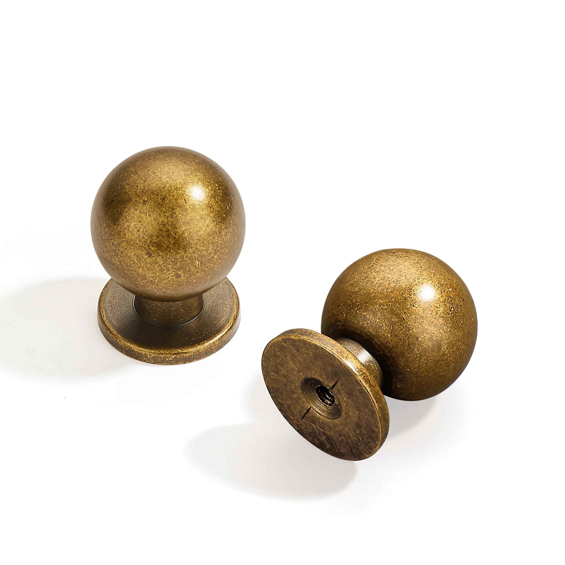 Dosoye 10 Pack 1 Inch (25mm) Diameter Round Solid Vintage Antique Brass Cabinet knobs，Pulls for cabinets and Drawers,Ball Knobs Cabinetry Hardware