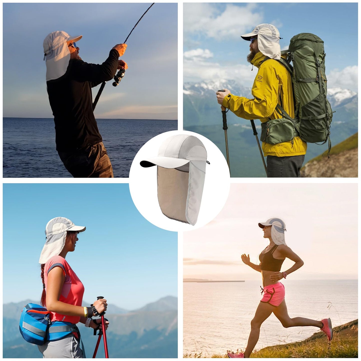 Mens Sun Hat with Breathable Mesh Sun Hats for Men Fishing Hat Gray