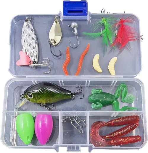 Fishing Lures Tackle Kit - Freshwater Bait Set with Crankbaits, Jigs, and Spoons for Bass, Trout & Salmon