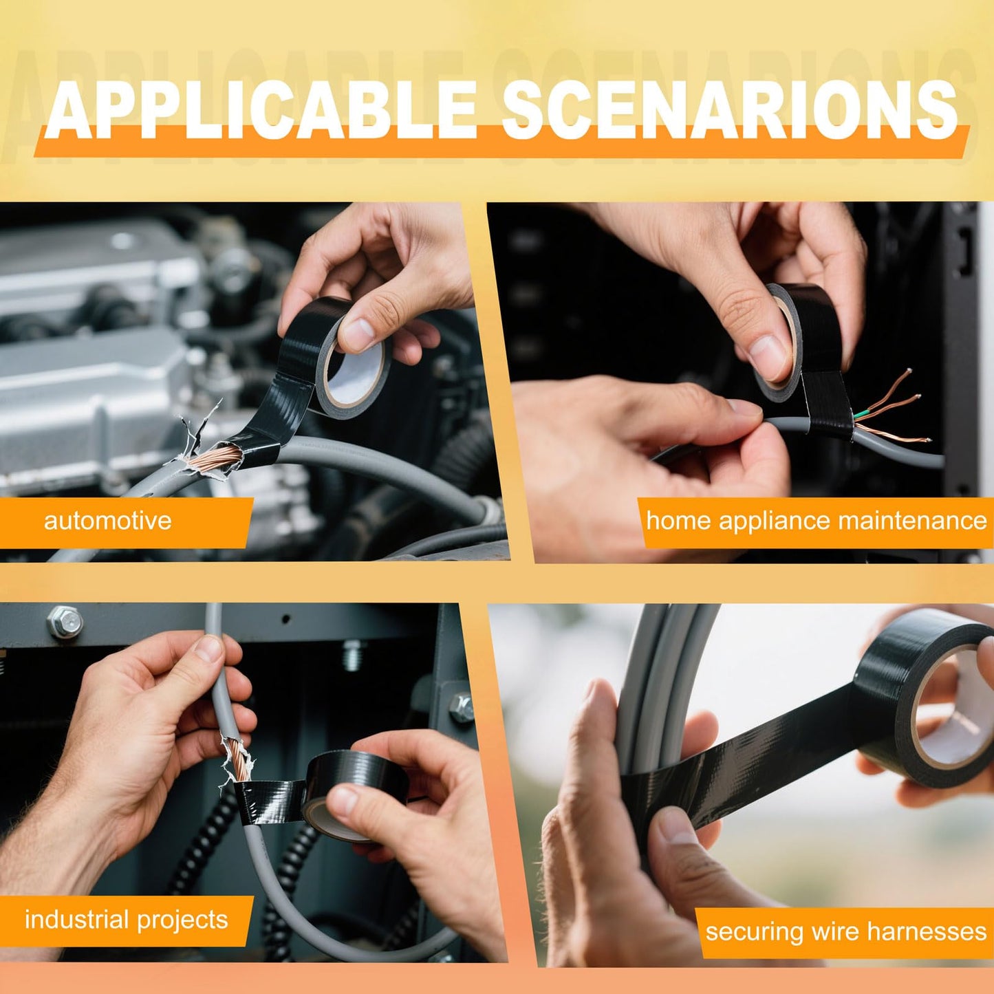 LINSIRON Wire Harness Tape 10 Rolls 3/4Inch*60Ft PVC Electrical Insulation Wrap Heat Resistant Waterproof Wiring Loom Cable Protection Self Adhesive Black